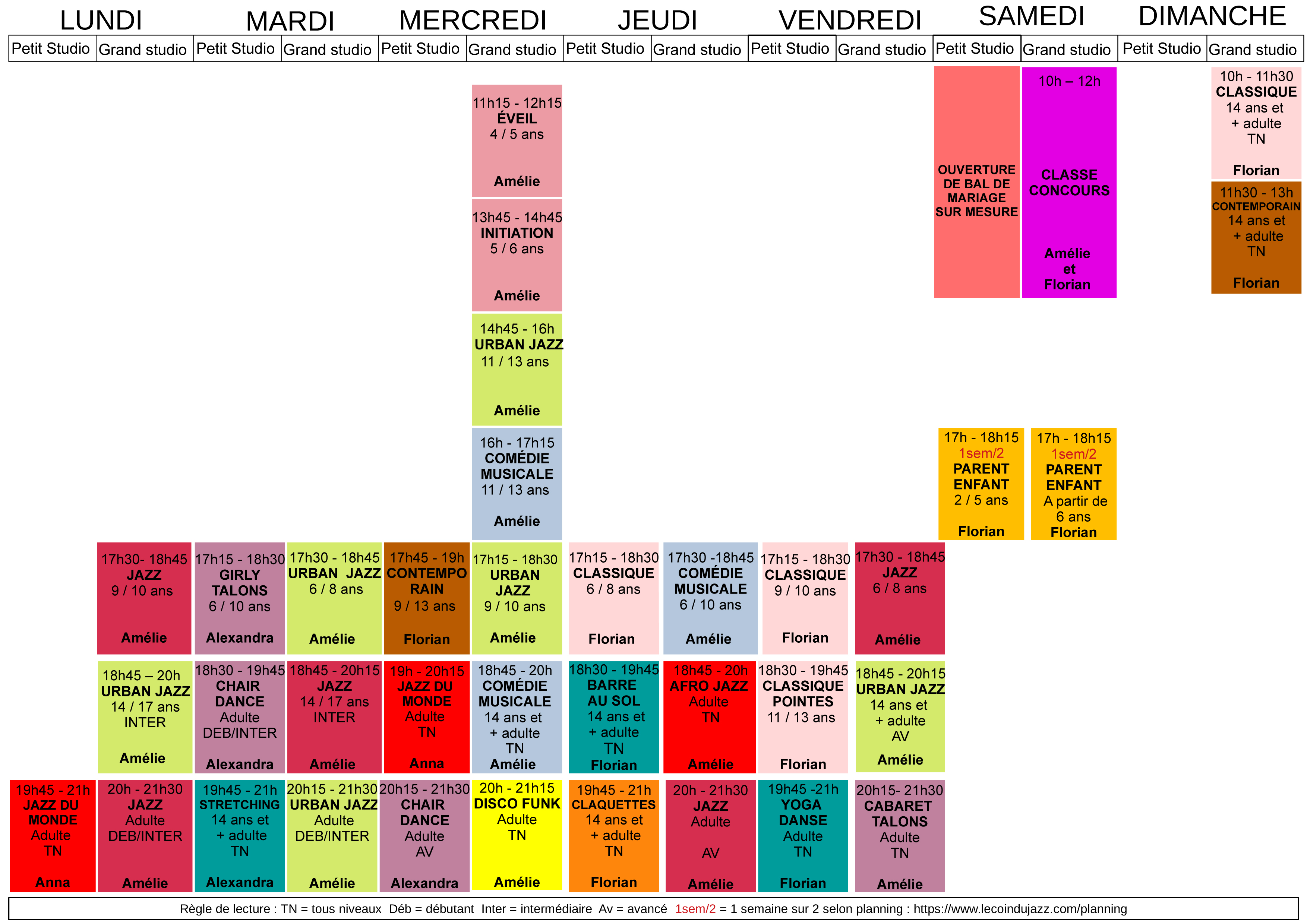 Planning Cours - Le Coin du Jazz